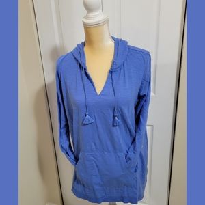 J. Jill Long sleeves tab sleeves hoodie top with pockets blue